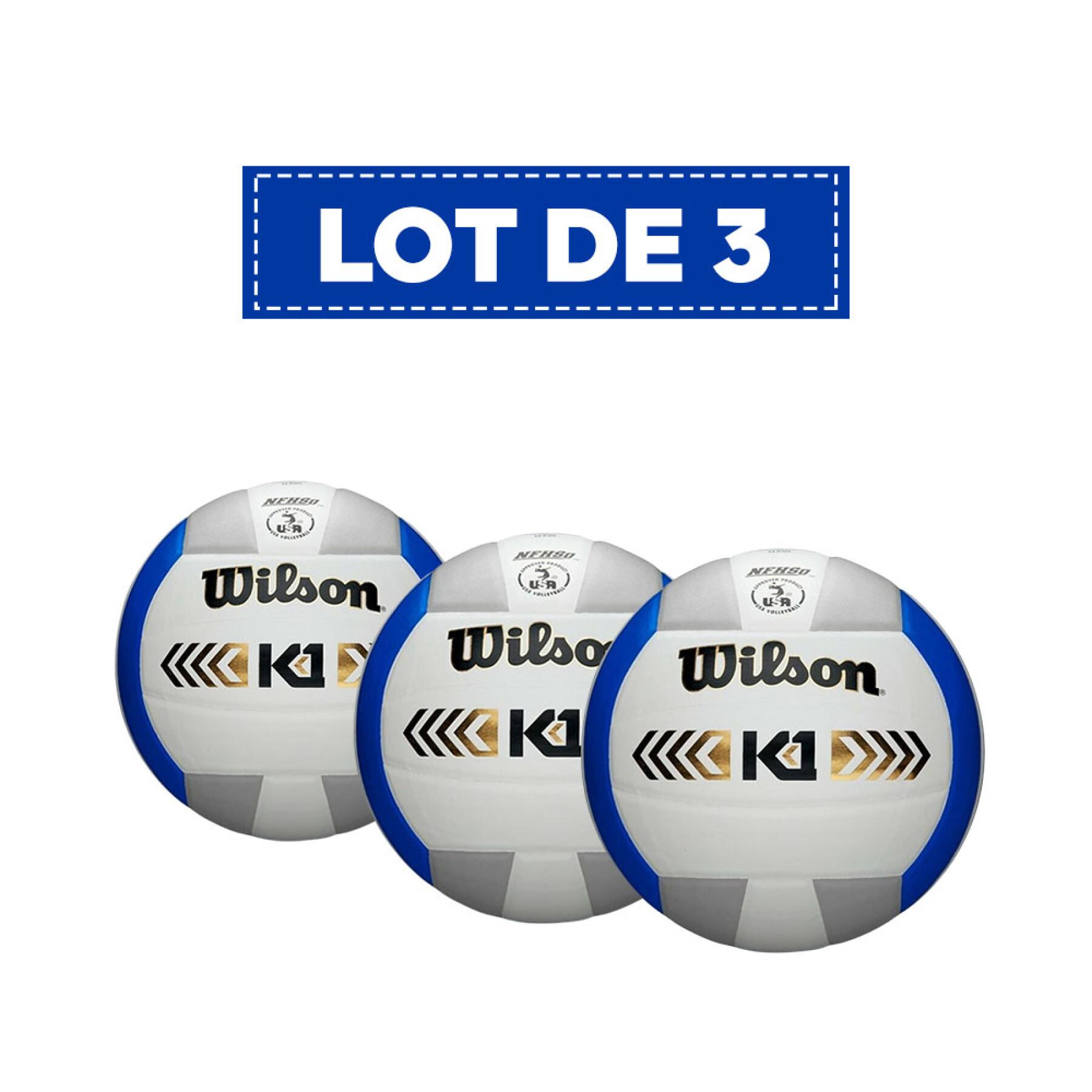 Lot de 3 Ballons volleyball Wilson K1 Gold [Taille 5]