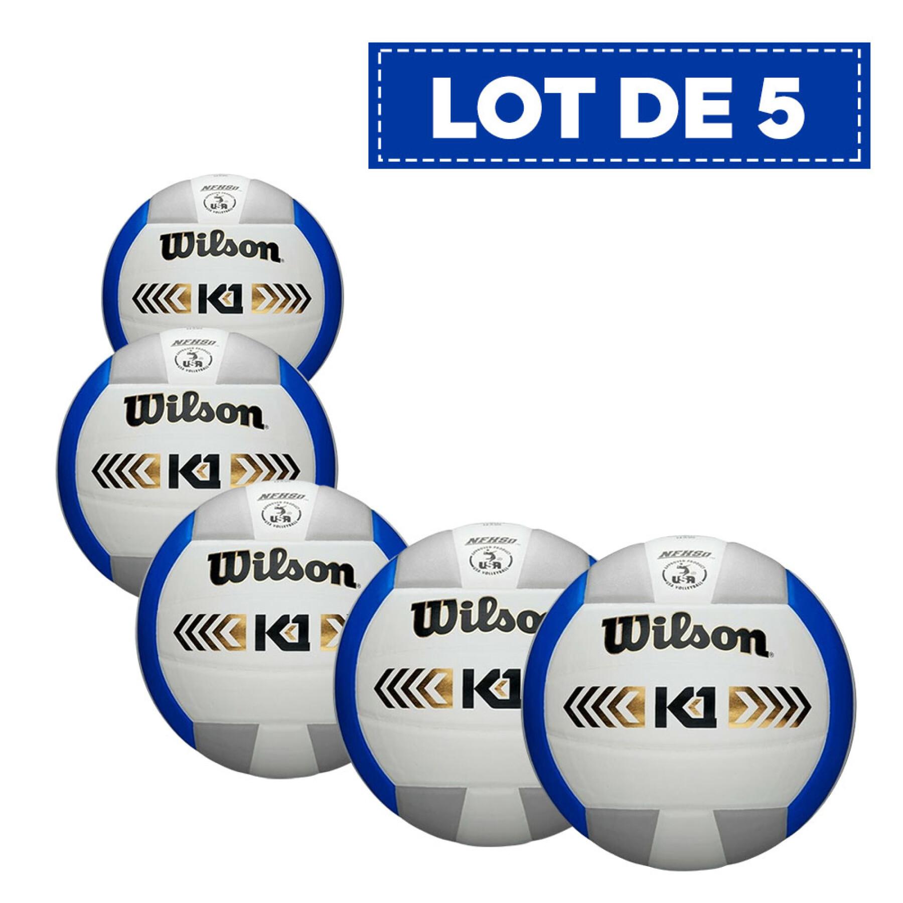 Lot de 5 Ballons volleyball Wilson K1 Gold [Taille 5]