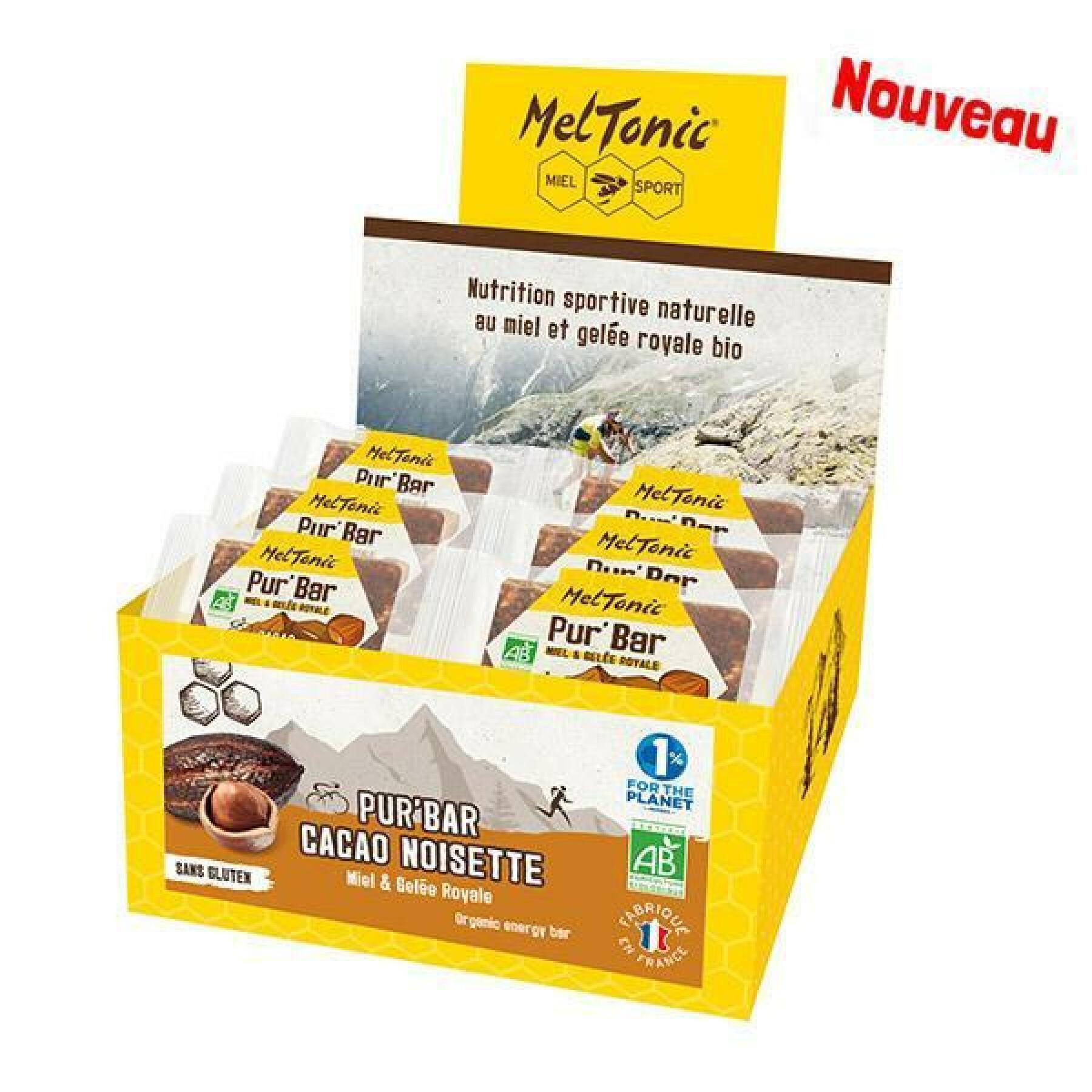 Boîte de 12 barres de nutrition bio cacao noisette miel & gelée royale Meltonic Pur 50 g