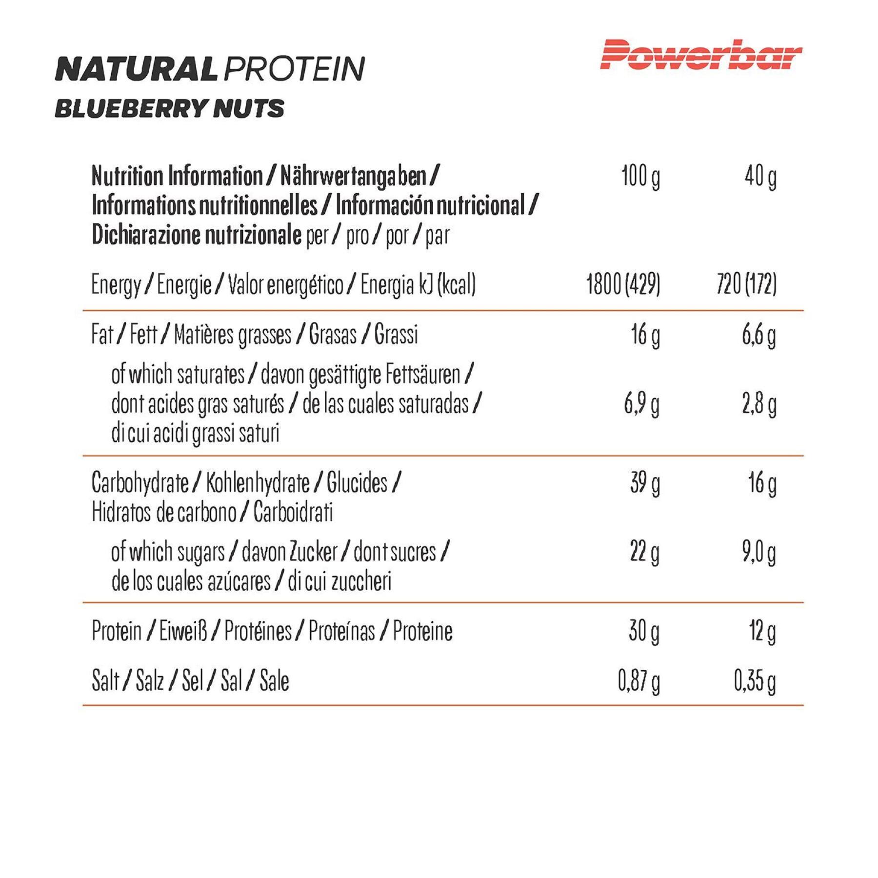 Lot de 18 barres de nutrition protéinée PowerBar Natural