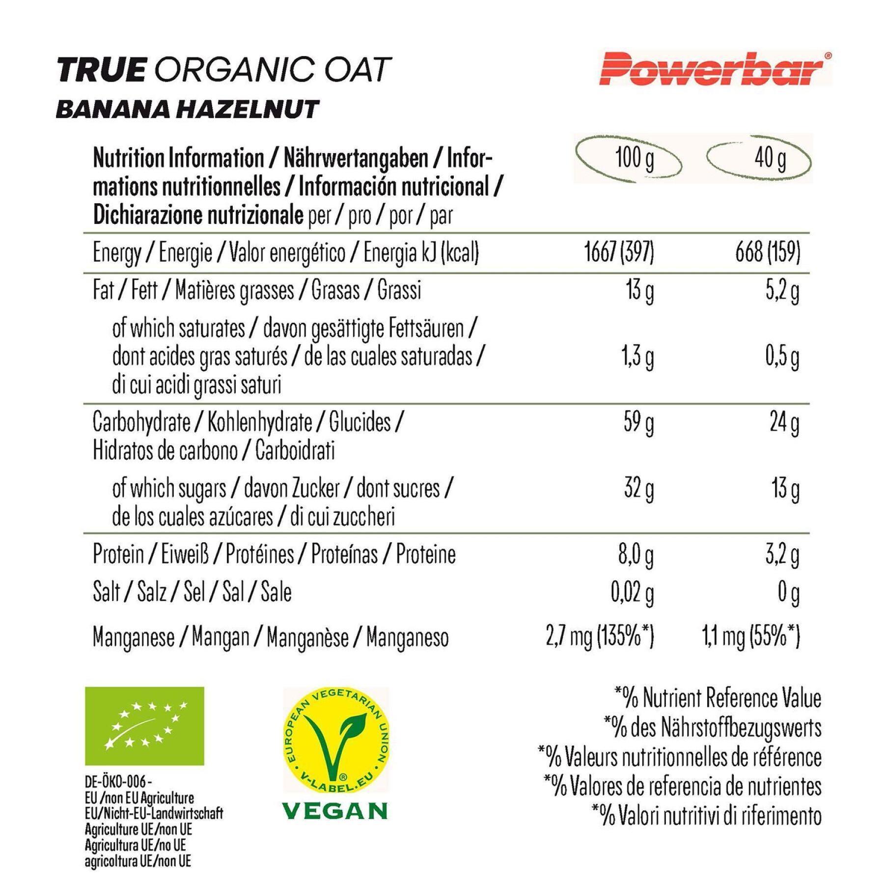 Lot de 16 barres de nutrition PowerBar True Organic Oat